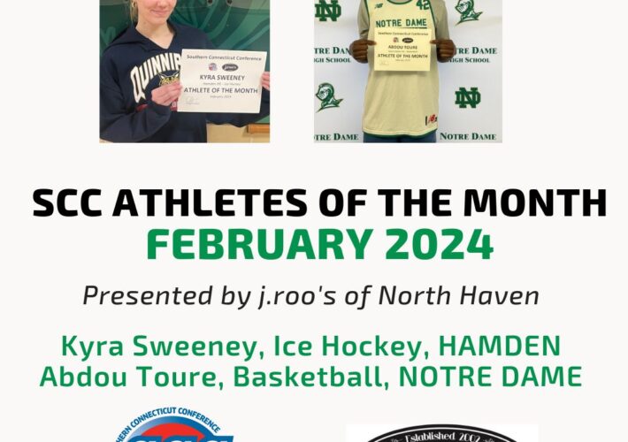 SCC Names Athletes of the Month for February 2024, presented by j.roo’s of North Haven
