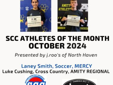 Mercy’s Laney Smith and Amity Regional’s Luke Cushing are the SCC’s Athletes of the Month for October 2024, presented by j.roo’s of North Haven